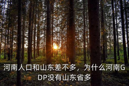 河南人口和山東差不多，為什么河南GDP沒有山東省多