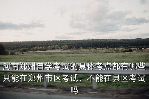 河南鄭州自學考試的具體考點都有哪些只能在鄭州市區考試，不能在縣區考試嗎