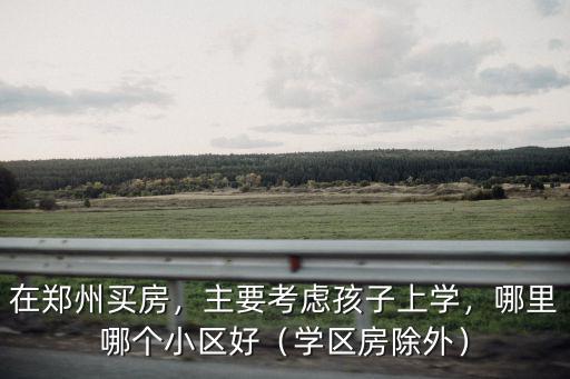 在鄭州買房，主要考慮孩子上學(xué)，哪里哪個(gè)小區(qū)好（學(xué)區(qū)房除外）