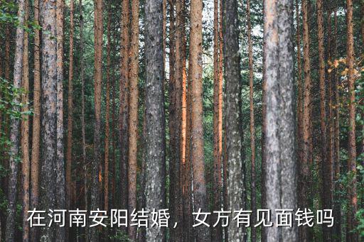 在河南安陽結(jié)婚，女方有見面錢嗎