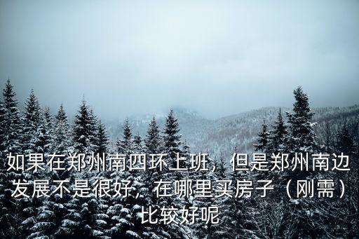 如果在鄭州南四環上班，但是鄭州南邊發展不是很好，在哪里買房子（剛需）比較好呢