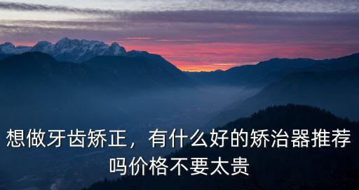 想做牙齒矯正，有什么好的矯治器推薦嗎價格不要太貴