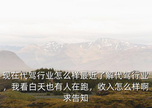 現(xiàn)在代駕行業(yè)怎么樣最近了解代駕行業(yè)，我看白天也有人在跑，收入怎么樣啊求告知