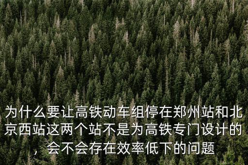 為什么要讓高鐵動車組停在鄭州站和北京西站這兩個站不是為高鐵專門設計的，會不會存在效率低下的問題