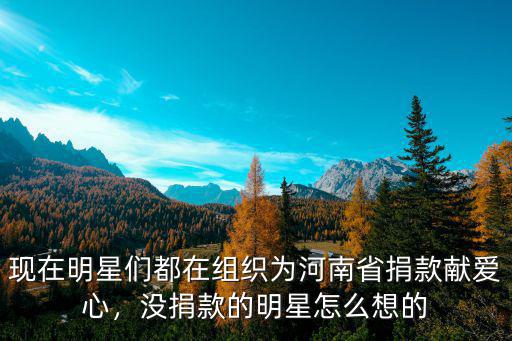 現在明星們都在組織為河南省捐款獻愛心，沒捐款的明星怎么想的