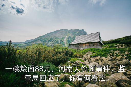 一碗燴面88元，河南天價面事件，監管局回應了，你有何看法