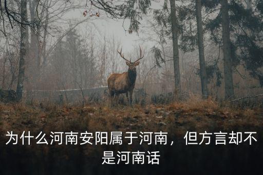 為什么河南安陽屬于河南，但方言卻不是河南話