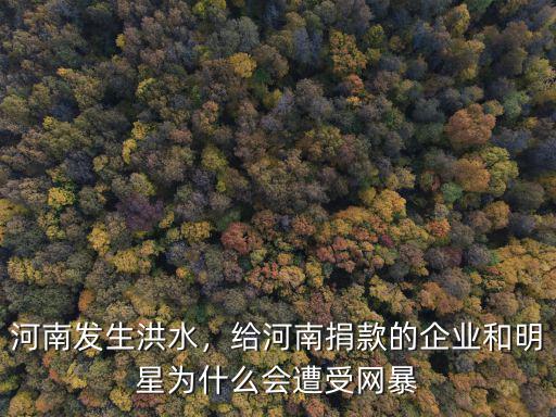 河南發生洪水，給河南捐款的企業和明星為什么會遭受網暴