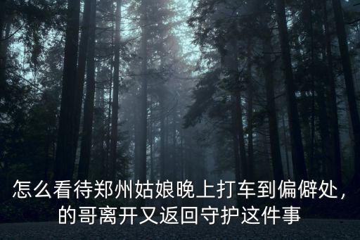 怎么看待鄭州姑娘晚上打車到偏僻處，的哥離開又返回守護這件事