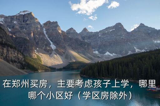 在鄭州買房，主要考慮孩子上學，哪里哪個小區好（學區房除外）