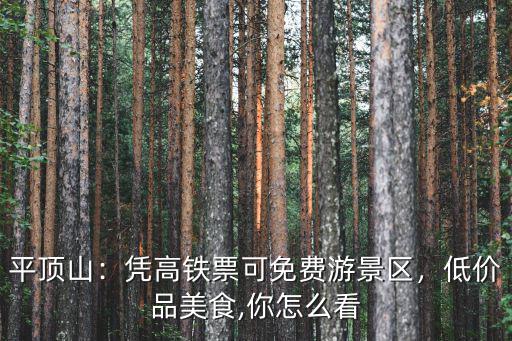 平頂山：憑高鐵票可免費游景區，低價品美食,你怎么看