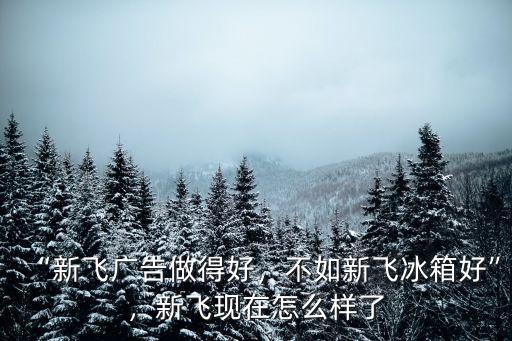“新飛廣告做得好，不如新飛冰箱好”，新飛現在怎么樣了