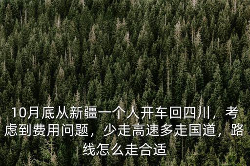 10月底從新疆一個(gè)人開車回四川，考慮到費(fèi)用問題，少走高速多走國(guó)道，路線怎么走合適