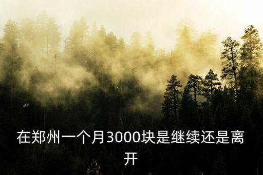 在鄭州一個月3000塊是繼續還是離開