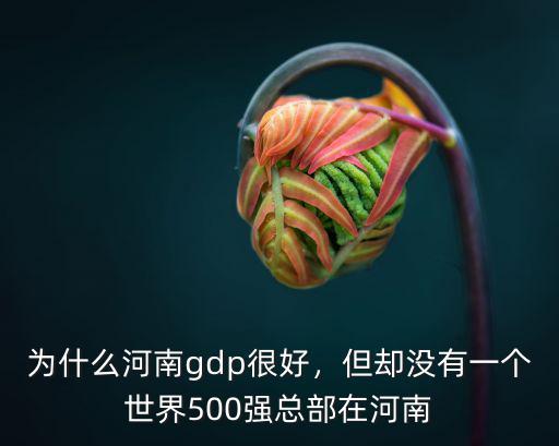 為什么河南gdp很好，但卻沒有一個世界500強總部在河南