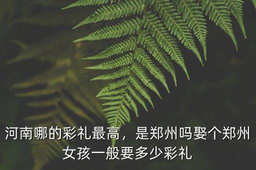 河南哪的彩禮最高，是鄭州嗎娶個鄭州女孩一般要多少彩禮
