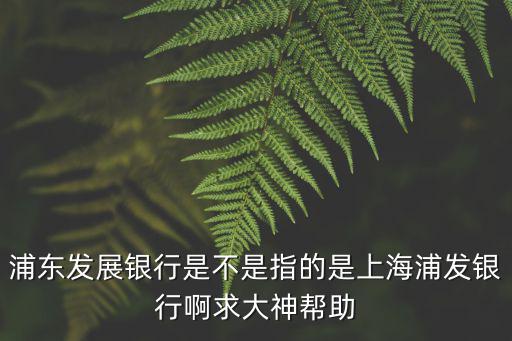浦東發(fā)展銀行是不是指的是上海浦發(fā)銀行啊求大神幫助
