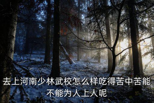 去上河南少林武校怎么樣吃得苦中苦能不能為人上人呢