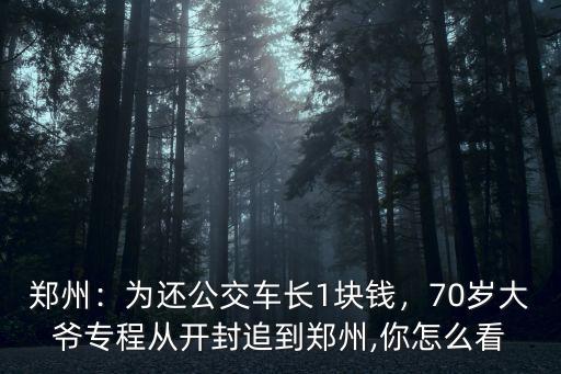 鄭州：為還公交車長1塊錢，70歲大爺專程從開封追到鄭州,你怎么看