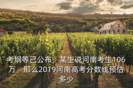 考綱等已公布，某生說河南考生106萬，那么2019河南高考分數線預估多少