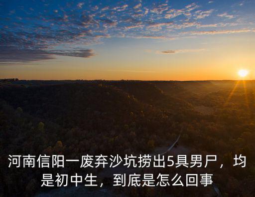 河南信陽一廢棄沙坑撈出5具男尸，均是初中生，到底是怎么回事