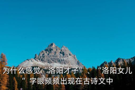 洛陽才子出處在哪里,為什么感覺洛陽才子