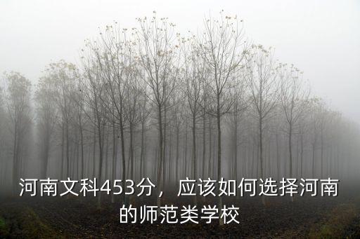 河南文科453分，應該如何選擇河南的師范類學校