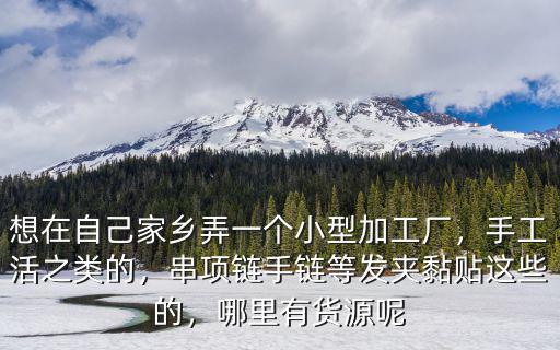 想在自己家鄉(xiāng)弄一個小型加工廠，手工活之類的，串項鏈手鏈等發(fā)夾黏貼這些的，哪里有貨源呢