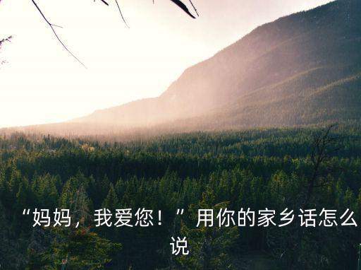 “媽媽，我愛您！”用你的家鄉話怎么說