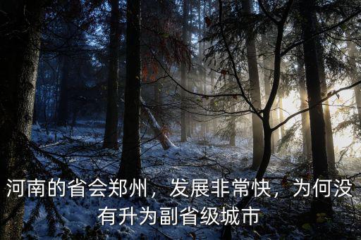 河南的省會鄭州，發展非常快，為何沒有升為副省級城市