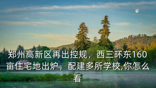 鄭州高新區再出控規，西三環東160畝住宅地出爐，配建多所學校,你怎么看