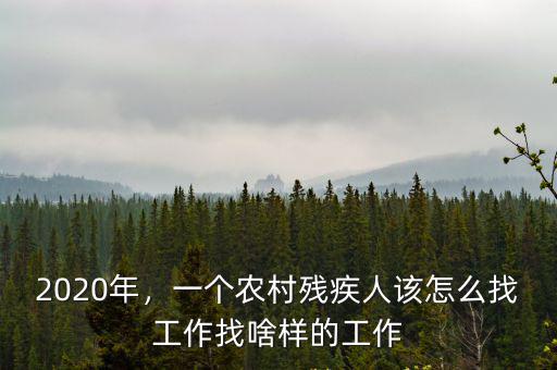 2020年，一個(gè)農(nóng)村殘疾人該怎么找工作找啥樣的工作