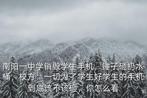 南陽一中學銷毀學生手機，錘子砸扔水桶，校方：一切為了學生好學生的手機到底該不該砸，你怎么看