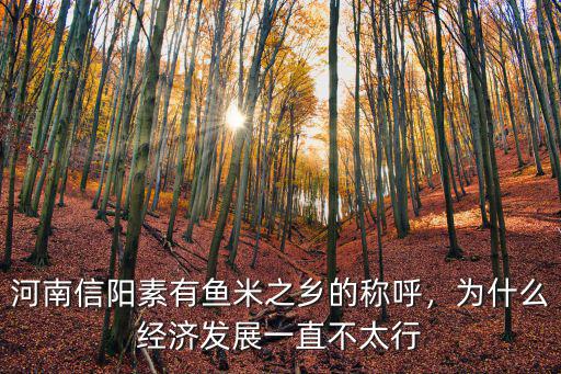 河南信陽素有魚米之鄉(xiāng)的稱呼，為什么經(jīng)濟發(fā)展一直不太行