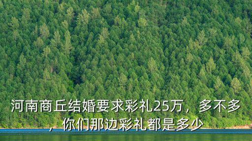 河南商丘結婚要求彩禮25萬，多不多，你們那邊彩禮都是多少