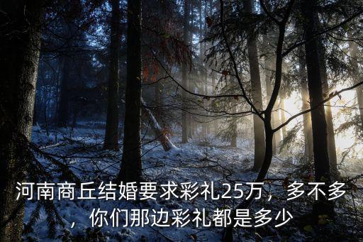 河南商丘結(jié)婚要求彩禮25萬(wàn)，多不多，你們那邊彩禮都是多少