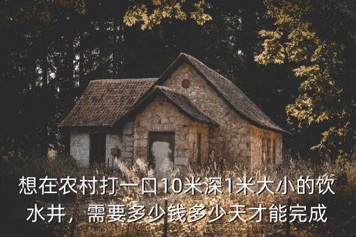 想在農(nóng)村打一口10米深1米大小的飲水井，需要多少錢多少天才能完成