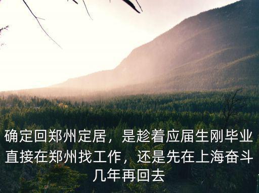 確定回鄭州定居，是趁著應屆生剛畢業直接在鄭州找工作，還是先在上海奮斗幾年再回去