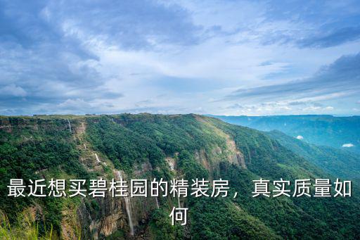 最近想買碧桂園的精裝房，真實質量如何