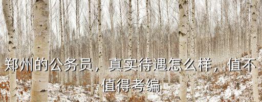 鄭州的公務員，真實待遇怎么樣，值不值得考編