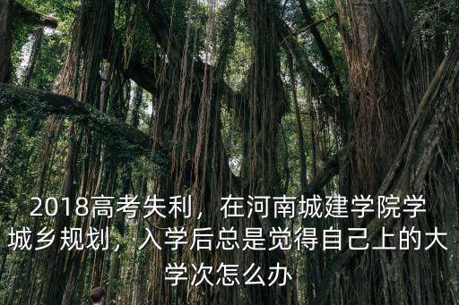 2018高考失利，在河南城建學院學城鄉規劃，入學后總是覺得自己上的大學次怎么辦