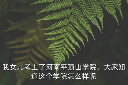 我女兒考上了河南平頂山學院，大家知道這個學院怎么樣呢