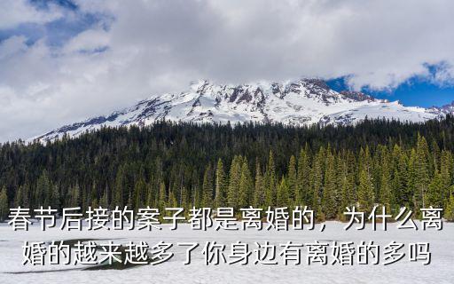 春節后接的案子都是離婚的，為什么離婚的越來越多了你身邊有離婚的多嗎