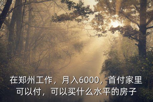 在鄭州工作，月入6000，首付家里可以付，可以買什么水平的房子