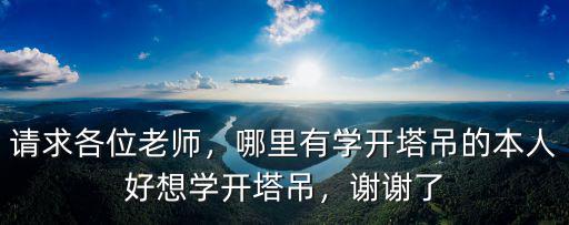 請求各位老師，哪里有學開塔吊的本人好想學開塔吊，謝謝了