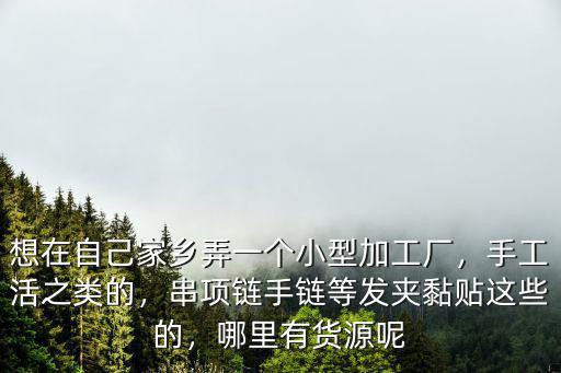 想在自己家鄉(xiāng)弄一個小型加工廠，手工活之類的，串項鏈手鏈等發(fā)夾黏貼這些的，哪里有貨源呢