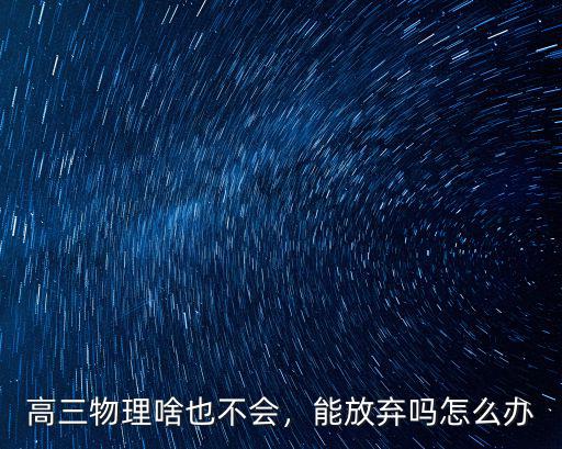 高三物理啥也不會，能放棄嗎怎么辦