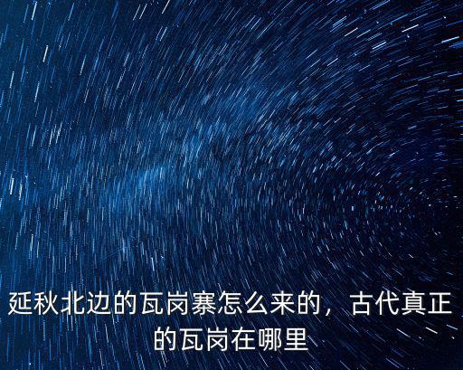 延秋北邊的瓦崗寨怎么來的，古代真正的瓦崗在哪里
