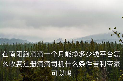 在南陽跑滴滴一個月能掙多少錢平臺怎么收費注冊滴滴司機什么條件吉利帝豪可以嗎