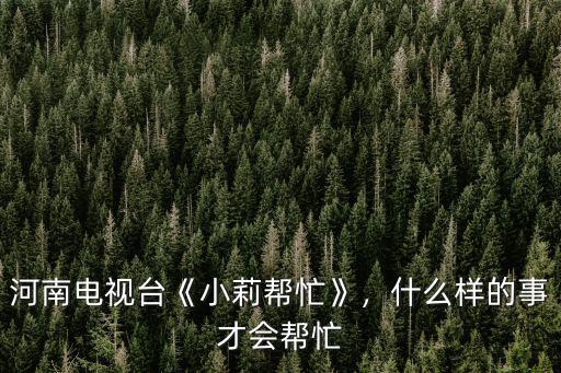 河南電視臺《小莉幫忙》，什么樣的事才會幫忙